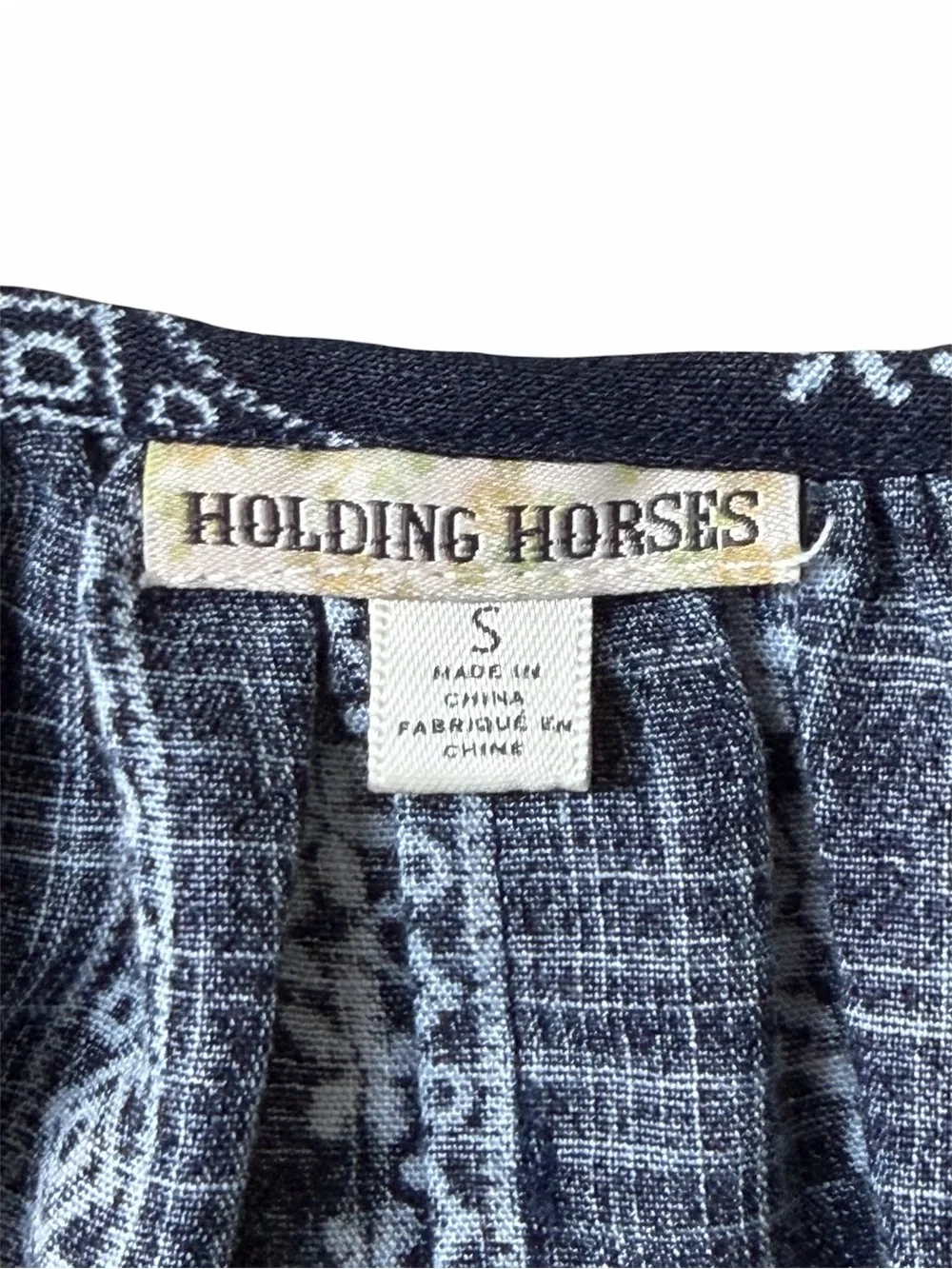 Anthropologie Holding Horses Navy Boho Peasant Top Size S